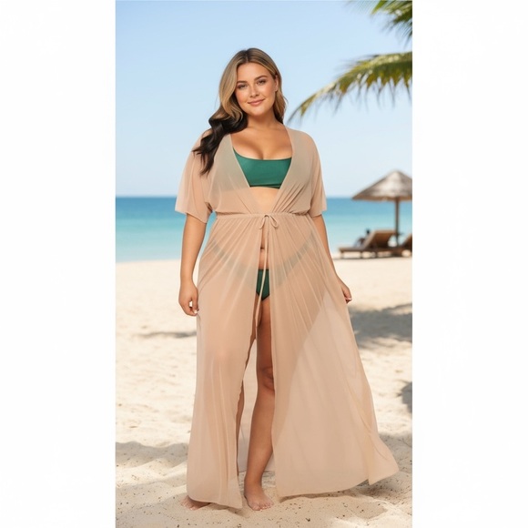 Mesh Cover Up Short Sleeve Tie Waist Maxi
New - Picture 9 of 9